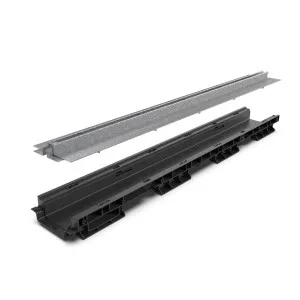 Kit rigola PP BASE LN100 Htot.75 gratar OZ tip Fanta T H25mm A15-C250 1000x156x75 (0800601T25)