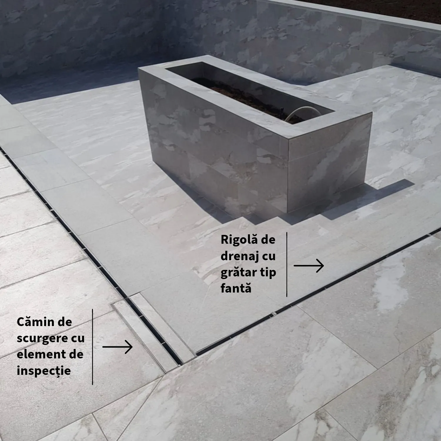 Kit rigola PP BASE LN100 Htot.105 gratar OZ tip Fanta T H25mm A15-C250 1000x156x105 (0800801T25)