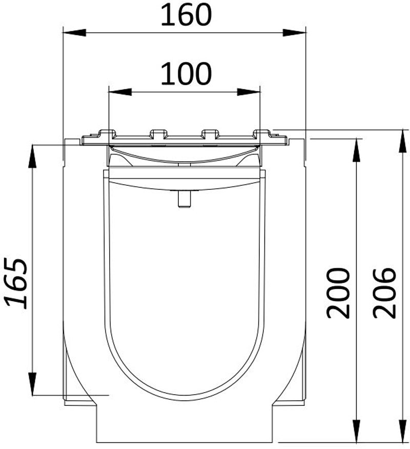 Kit rigola PP BASE LN100 Hext.200 gratar PP in fante A15 1000x160x200 (08040208019)