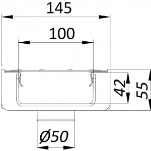Kit rigola PP BASE LN100 Hext.55 gratar INOX STAINLESS A15 iesire verticala DN50 1000x145x55 (08050092090)