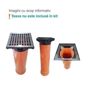Kit gratar Fonta PIPE BASE 400x400 cu rama pt teava DN315 C250 403x403x150 (3348434403-20F)