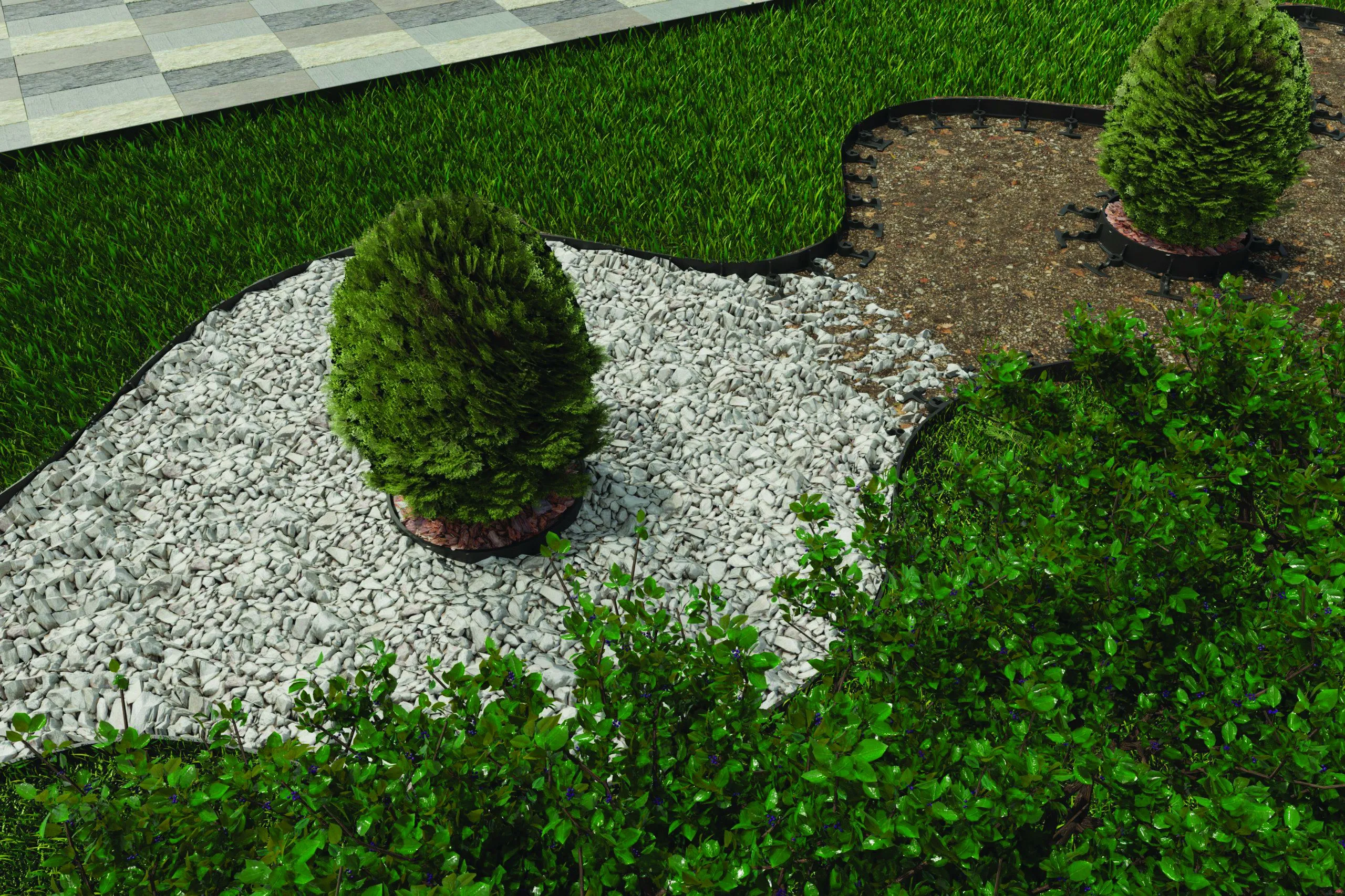 Kit bordura PP TERRA pt pavaj L=1m, 4buc, 12 ancore incluse, H45, verde (824458.12-4-V)