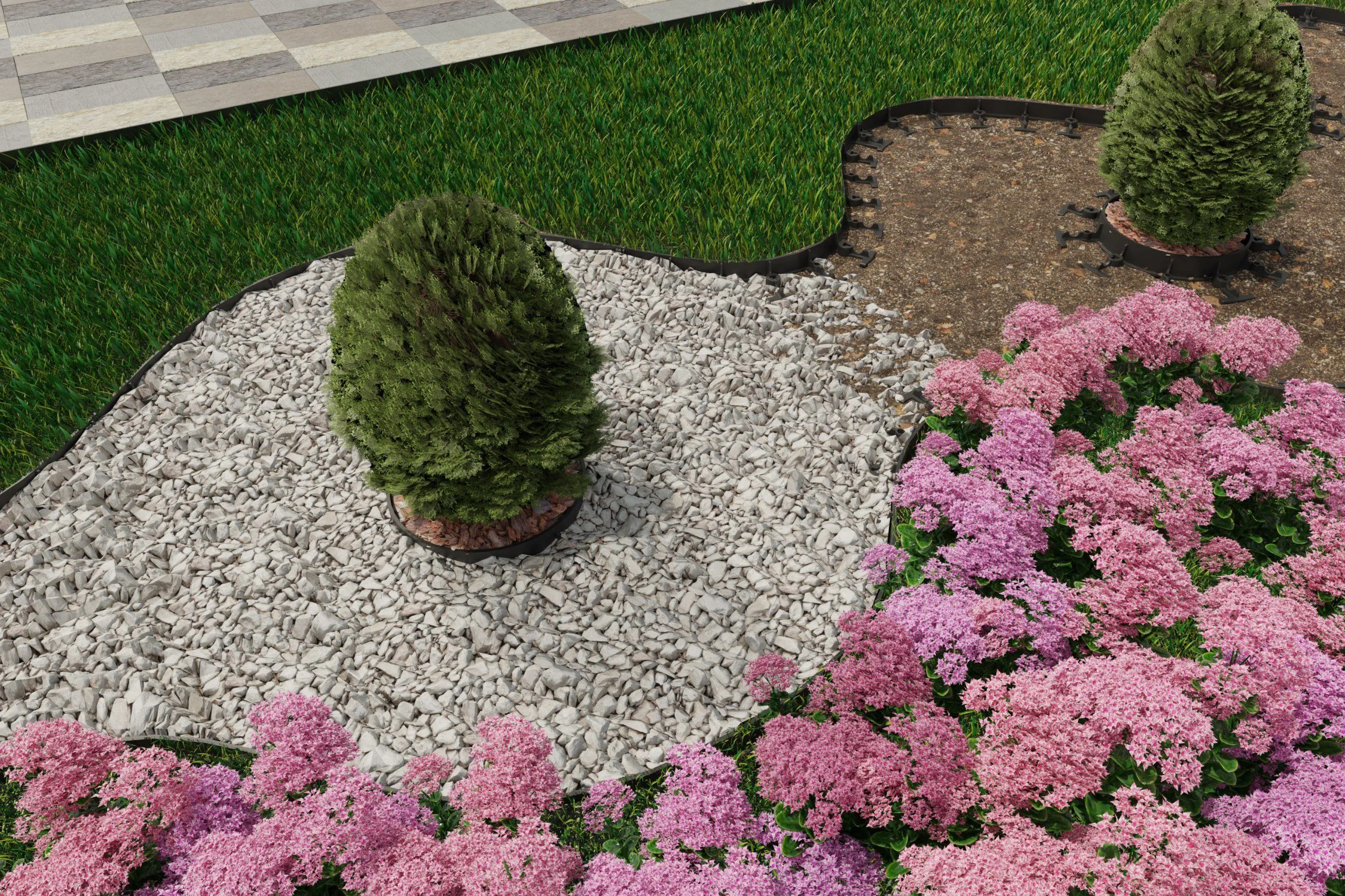 Kit bordura PP TERRA pt pavaj L=1m, 4buc, 12 ancore incluse, H58, verde (824588.12-4-V)