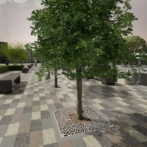 Gratar OZ TERRA patrat protectie copaci fixare ancore 800x800 Din.300x300 Hext.40 pietonal (917911-2)