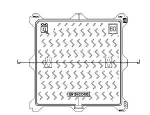 Capac FONTA URBAN patrat 690x690 PL.600x600 Hext.40 B125 (EKO7070B)