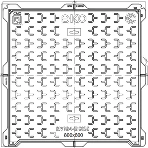 Capac FONTA URBAN patrat 790x790 PL.690x690 Hext.45 B125 (EKO8080B)